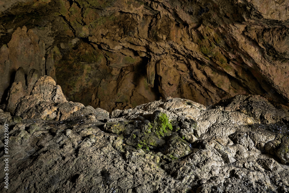 Cave interior with visible effects of karst processes Cave interior with visible effects of karst processes