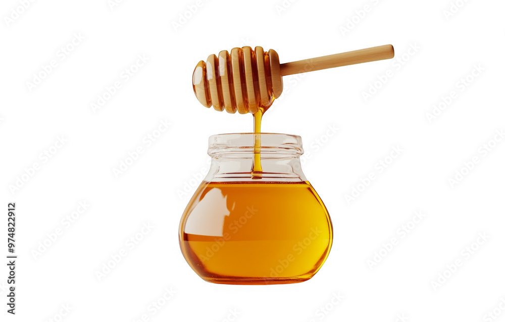 Fresh Honey Bottle and Honey Dipper Transparent Background Isolated Illustration Fresh Honey Bottle and Honey Dipper Transparent Background Isolated Illustration