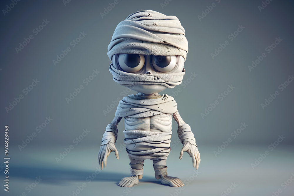 Mummy in 3d cartoon style. Halloween background. Mummy in 3d cartoon style. Halloween background.