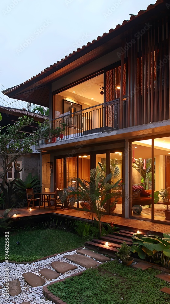 Modern Tropical House With Balcony And Garden