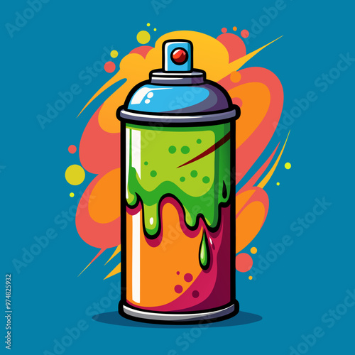 illustration of spray can with colour