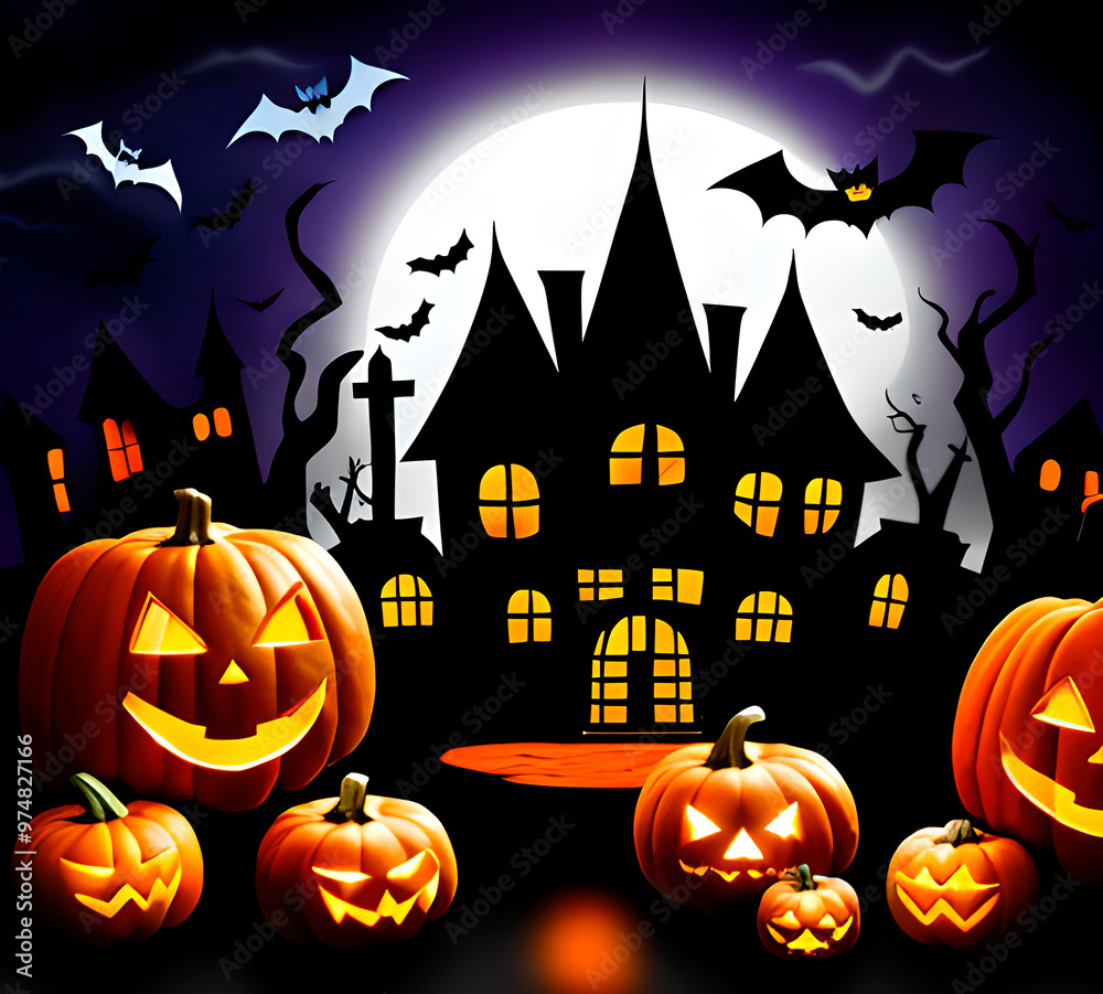 Halloween theme pumpkin night holiday Microchiroptera ghosts Halloween theme pumpkin night holiday Microchiroptera ghosts