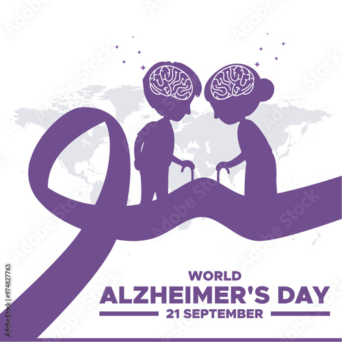 World Alzheimer's Day , 21 September. banner ads, poster, post design for World Alzheimer's Day , vector file, editable template, stock illustration.