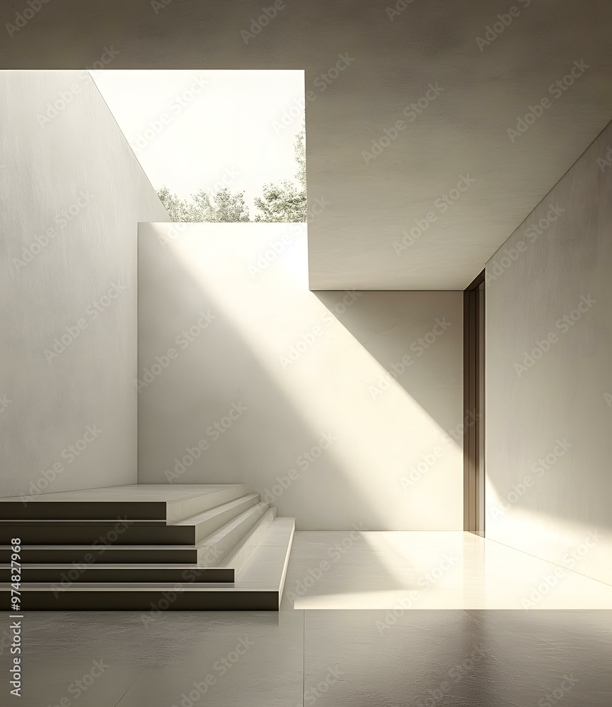 Minimalist Modern House Interior Design With Skylight And Stairs Minimalist Modern House Interior Design With Skylight And Stairs