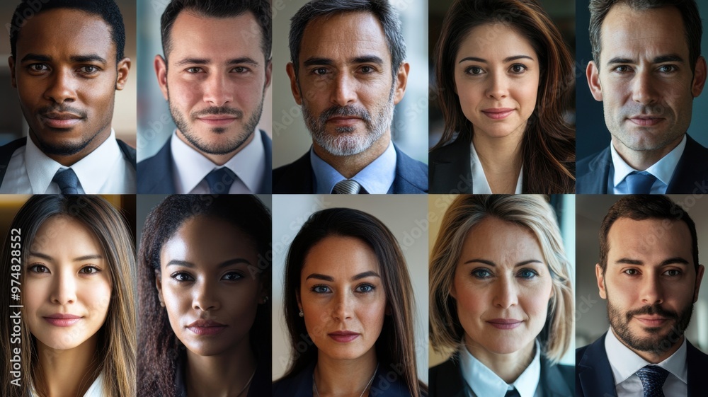A group of people with different facial features and attire