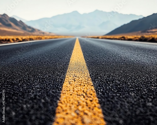 Wallpaper Mural A smooth desert highway stretching across the horizon, framed by rocky mountains and a bright sky desert highway, asphalt, smooth surface Torontodigital.ca
