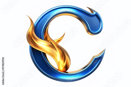 A stylized, modern, blue 