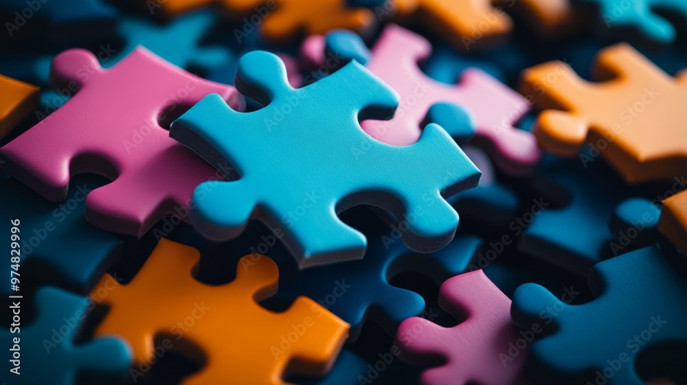 A vibrant close-up of colorful puzzle pieces interlocking, symbolizing problem-solving and creativity. Perfect for educational themes. A vibrant close-up of colorful puzzle pieces interlocking, symbolizing problem-solving and creativity. Perfect for educational themes.