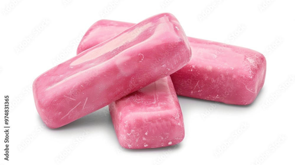 A colorful arrangement of pink candies on a white surface, perfect for promoting sweetness or confectionery products A colorful arrangement of pink candies on a white surface, perfect for promoting sweetness or confectionery products