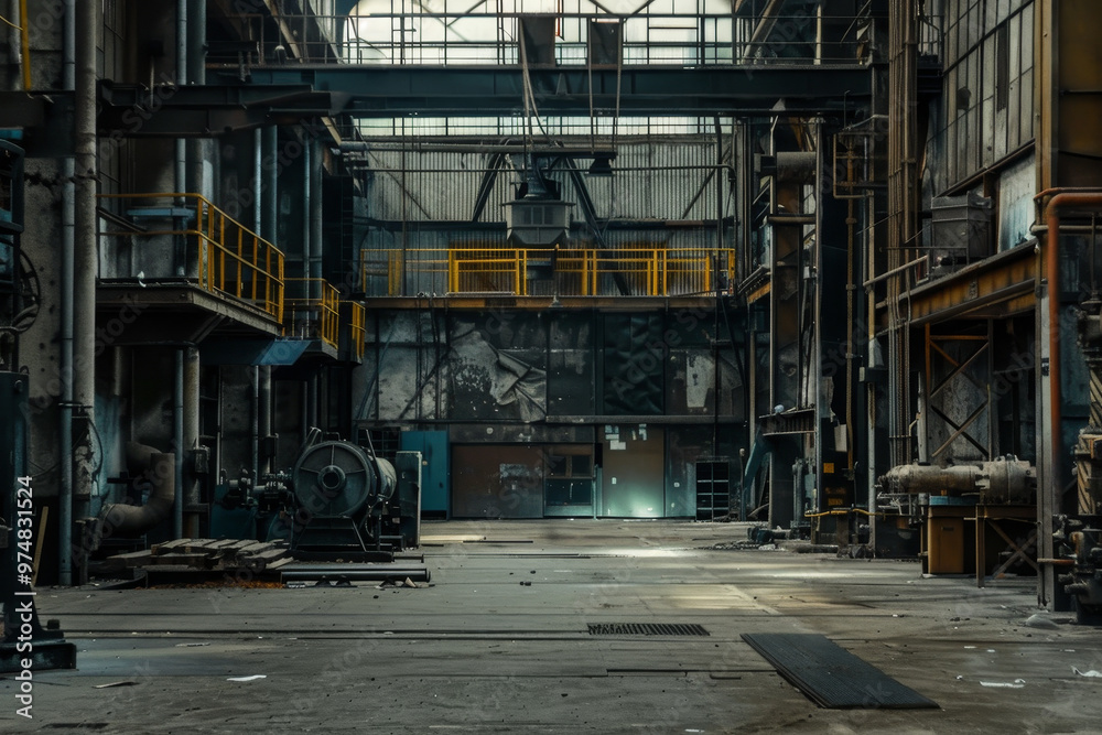 A large industrial building with a lot of pipes and machinery A large industrial building with a lot of pipes and machinery