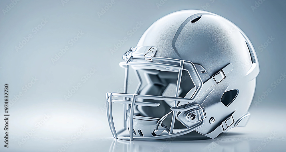 Fototapeta premium Stock image of a black white american football helmet mockup, concept of sports and health