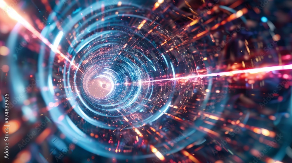 Captivating Cosmic Kaleidoscope of Vibrant Abstract Geometric Patterns and Glowing Digital Particles Captivating Cosmic Kaleidoscope of Vibrant Abstract Geometric Patterns and Glowing Digital Particles
