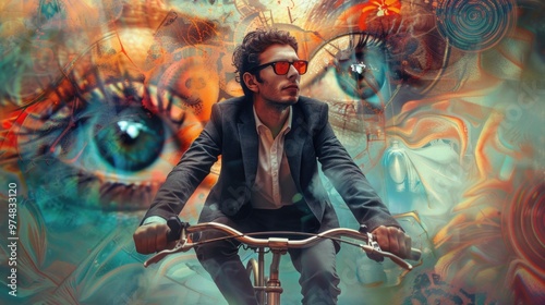 A person riding a bike in a suit, suitable for business or leisure use