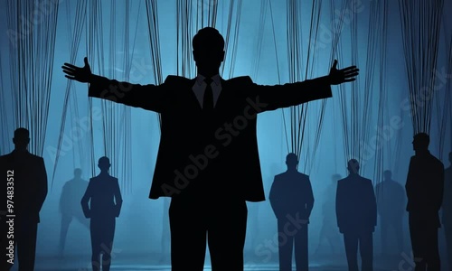 Silhouettes of Men with Strings Attached
