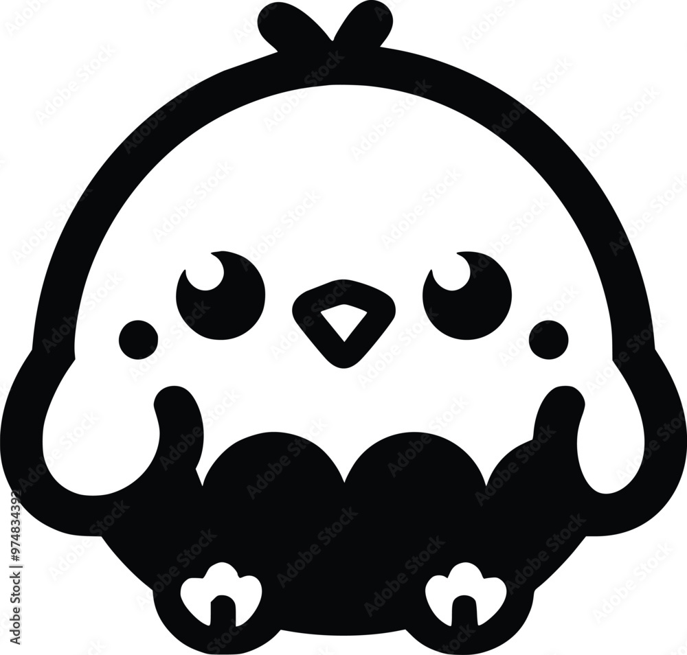 Cute Cuddly Chick Black and White Illustration Cute Cuddly Chick Black and White Illustration