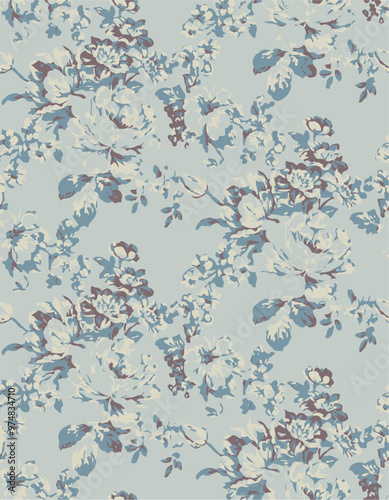 Flowers seamless pattern. vector illustration. Abstract flowers, floral vector with leaves