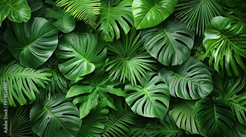 Wallpaper Mural Lush green tropical leaves create a vibrant and natural backdrop. Torontodigital.ca