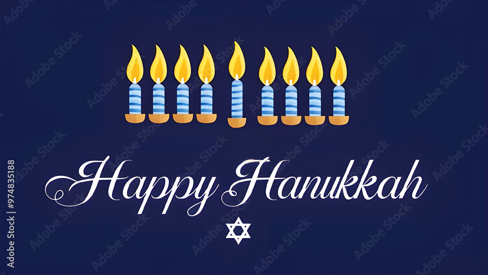Obraz premium Happy Hanukkah illustration colorful background with menorah.