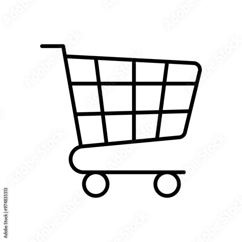 A simple shopping cart illustration, commonly used in retail and e-commerce contexts. photo