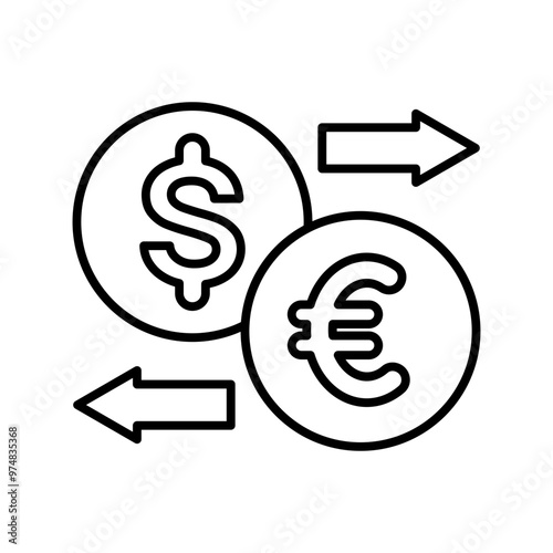 Image of currency symbols with an arrow indicating exchange or transfer.