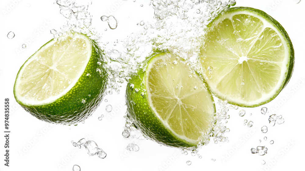 Lime halves submerged in water Lime halves submerged in water