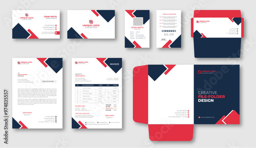 Creative business  stationery design set, corporate brand identity Stationery template with business card