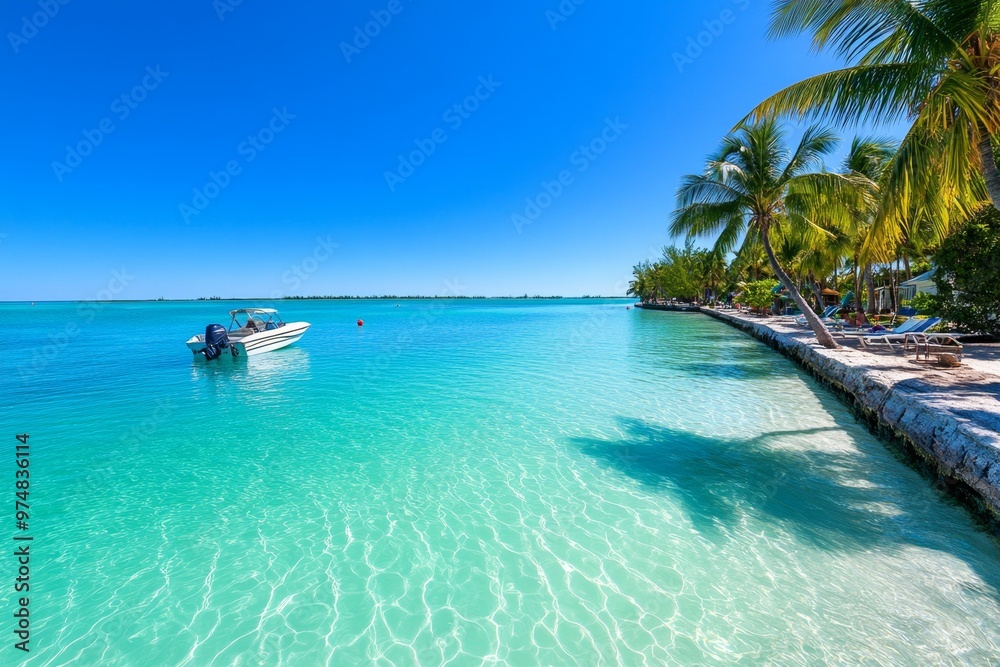Fototapeta premium Florida Keys Road Trip illustrated in a travel infographic, showcasing the best stops along the Overseas Highway from Key Largo to Key West