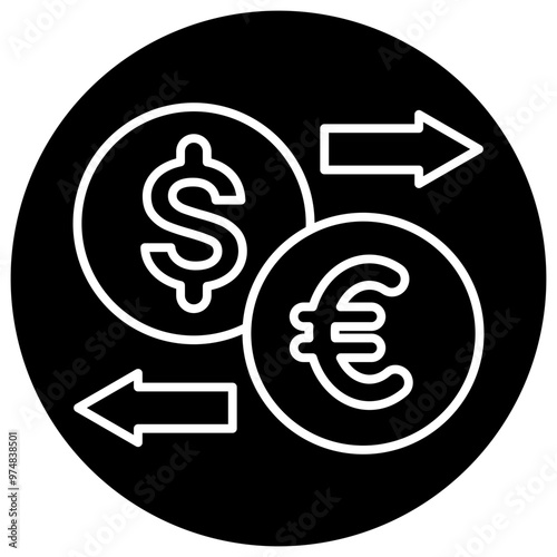 Image of currency symbols with an arrow indicating exchange or transfer.