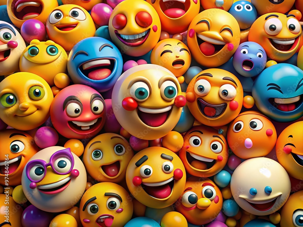 Colorful 3D emoji characters with exaggerated facial expressions and gestures, arranged in a humorous and playful Colorful 3D emoji characters with exaggerated facial expressions and gestures, arranged in a humorous and playful