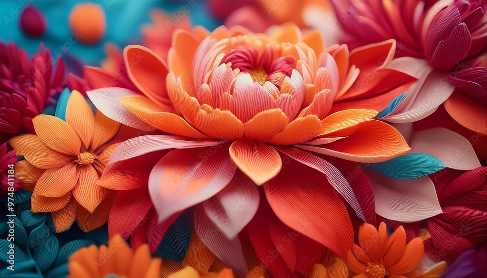Bold floral patterns with depth of field on an intense color background
