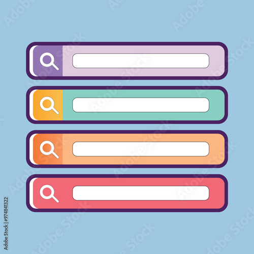 Search bar icon, Flat design style, four color, Vector illustration isolated on transparent background.