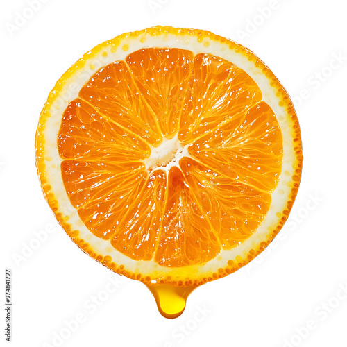 juicy orange slice isolated on transparent background Generative Ai.

