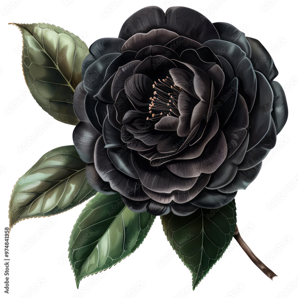Obraz premium Black and white rose closeup, a white flower isolated on black nature