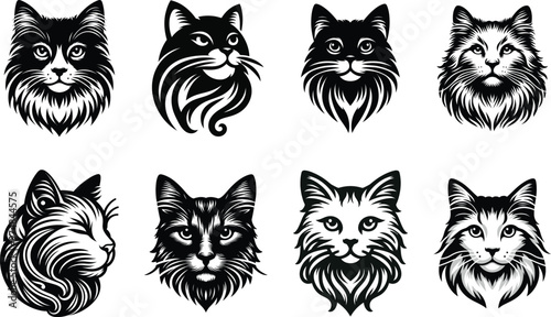 Cat head silhouette vector
