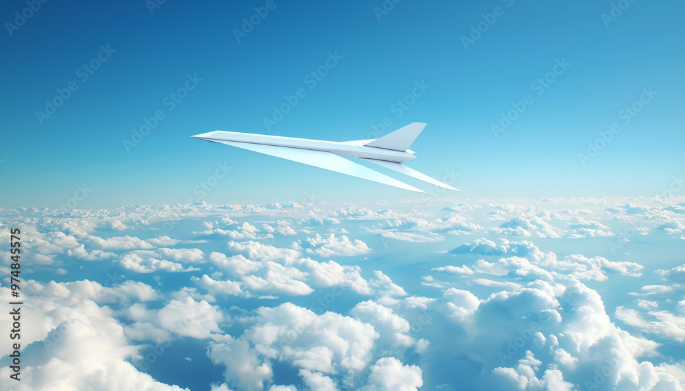 Paper plane in the blue sky Paper plane in the blue sky