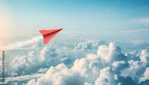 Paper plane in the blue sky