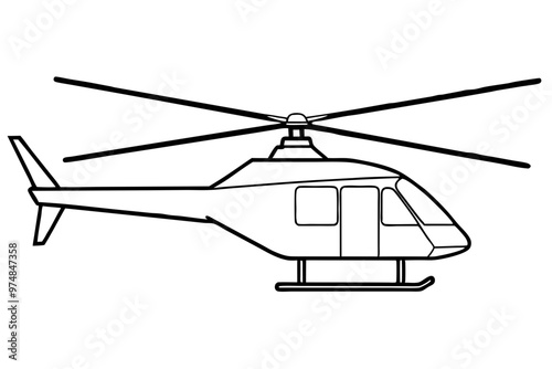 helicopter line art vector illustration