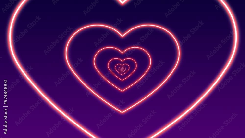 Heartbeat tunnel neon glowing animation, heartbeat animation symbol on black background, wedding icon. Heartbeat tunnel neon glowing animation, heartbeat animation symbol on black background, wedding icon.