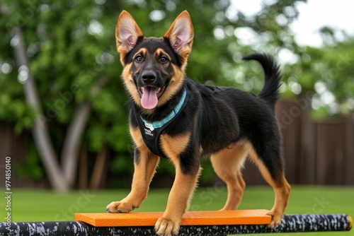 Shepherd Dog Training for Agility visualized in a sports-themed infographic, highlighting agility courses and training tips for competitive activities