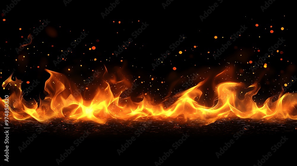 A vibrant flame with glowing embers on a dark background, perfect for capturing the essence of heat and energy. A vibrant flame with glowing embers on a dark background, perfect for capturing the essence of heat and energy.
