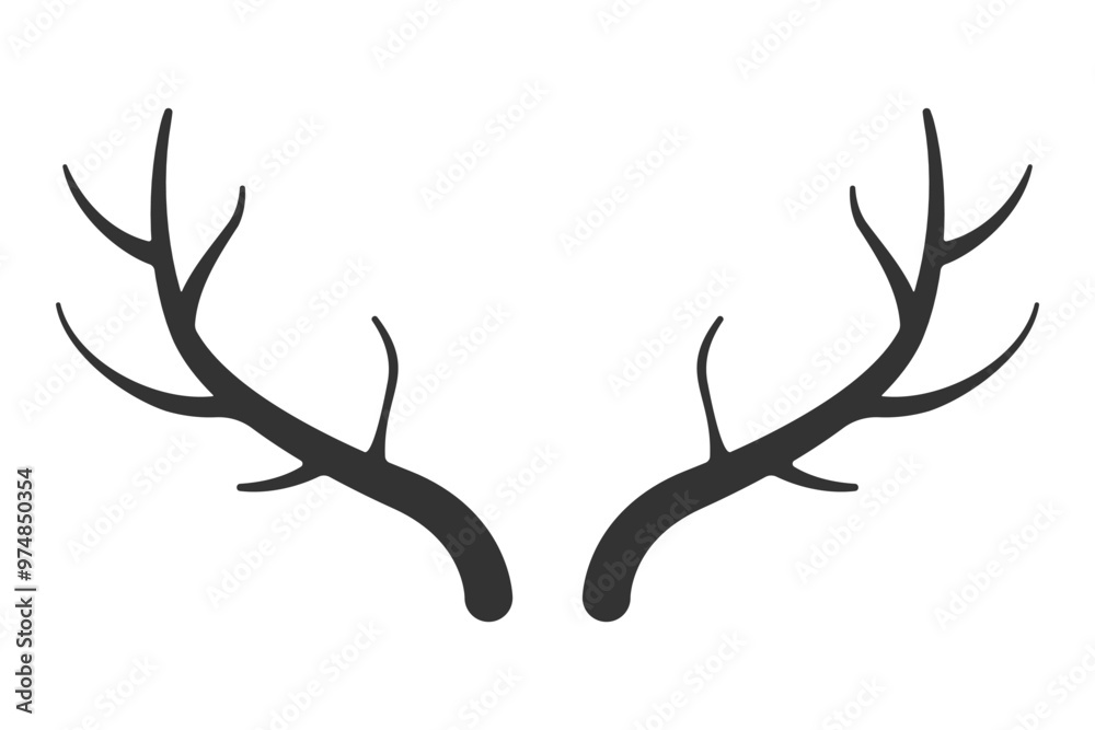 Vector silhouette of deer antlers isolated on white Vector silhouette of deer antlers isolated on white