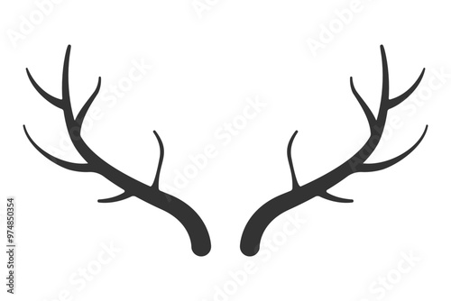 Vector silhouette of deer antlers isolated on white