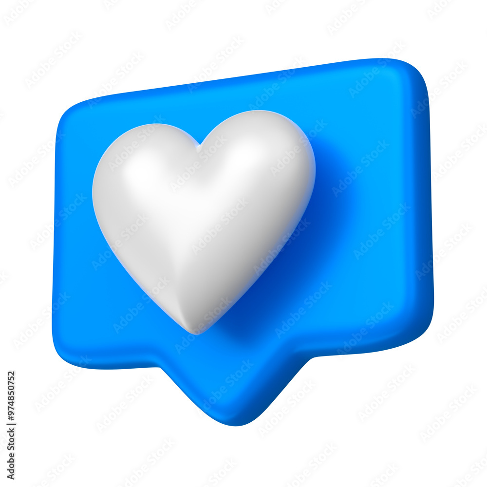 White heart in blue comment bubble for November Blue campaign in 3D render with transparent background White heart in blue comment bubble for November Blue campaign in 3D render with transparent background