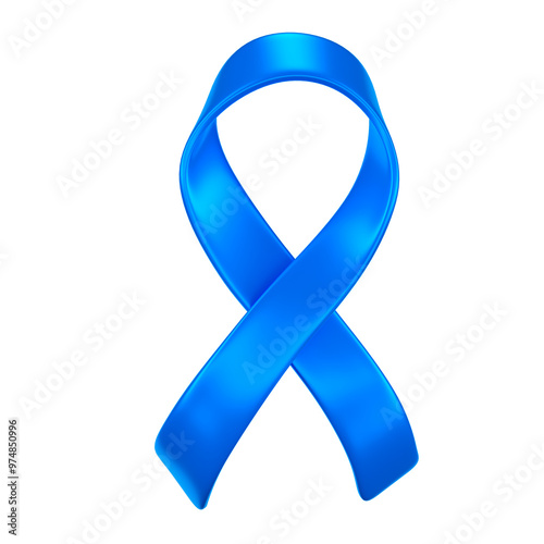 Blue awareness ribbon for prostate cancer prevention in 3D render with transparent background
 photo