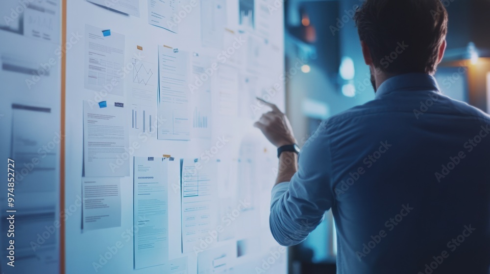 Illustration A professional prepares a personal brand presentation, with clear slides. Ai generated image Illustration A professional prepares a personal brand presentation, with clear slides. Ai generated image