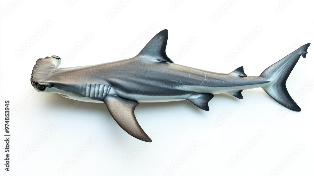 A hammerhead shark swimming, isolate on white background A hammerhead shark swimming, isolate on white background