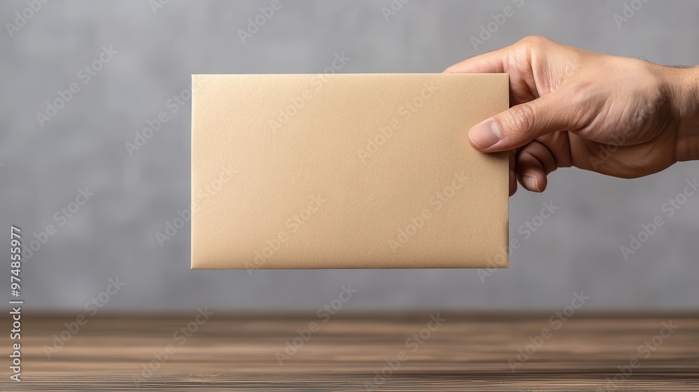 A hand holding a plain envelope against a textured background, symbolizing communication and correspondence. A hand holding a plain envelope against a textured background, symbolizing communication and correspondence.