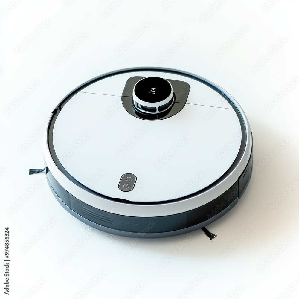 A high-resolution shot of a robotic vacuum cleaner, isolate on white background A high-resolution shot of a robotic vacuum cleaner, isolate on white background