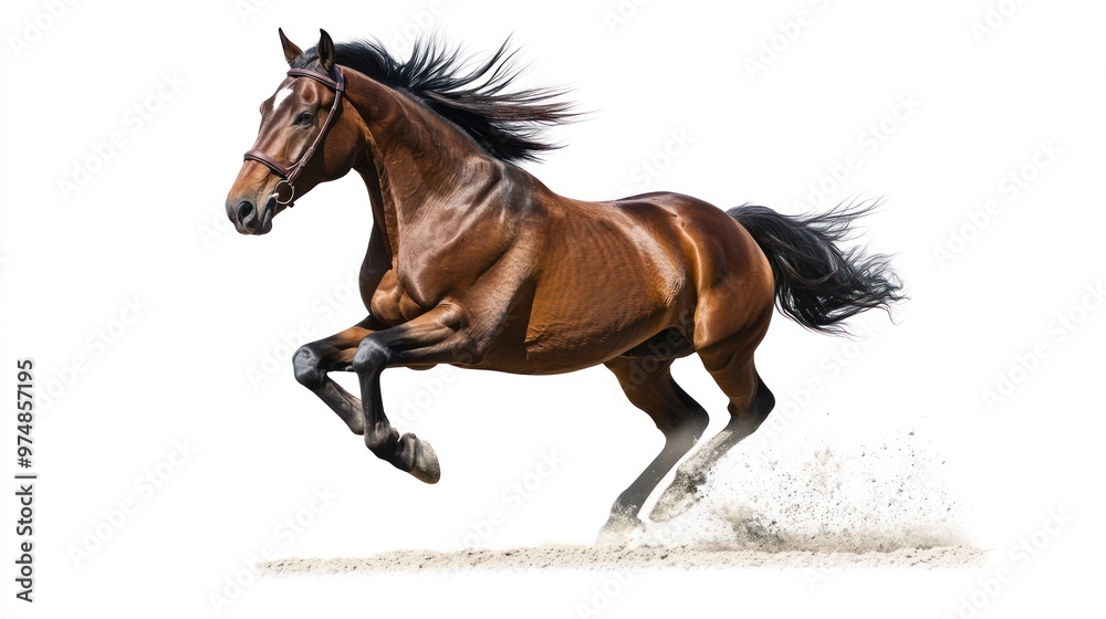A horse galloping, isolate on white background A horse galloping, isolate on white background