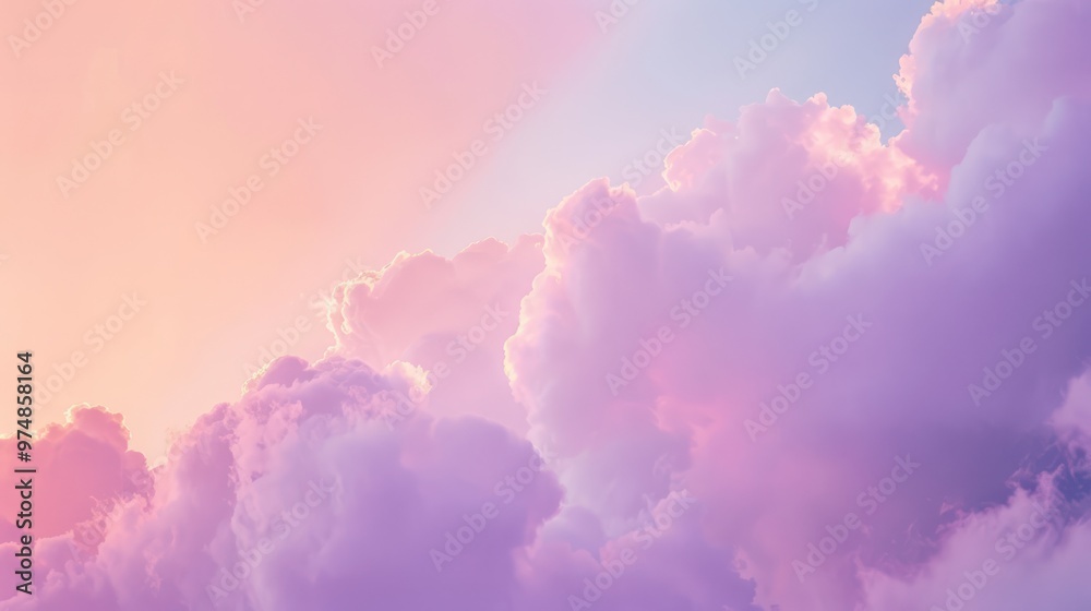 Fototapeta premium Pastel Sky with Fluffy Clouds